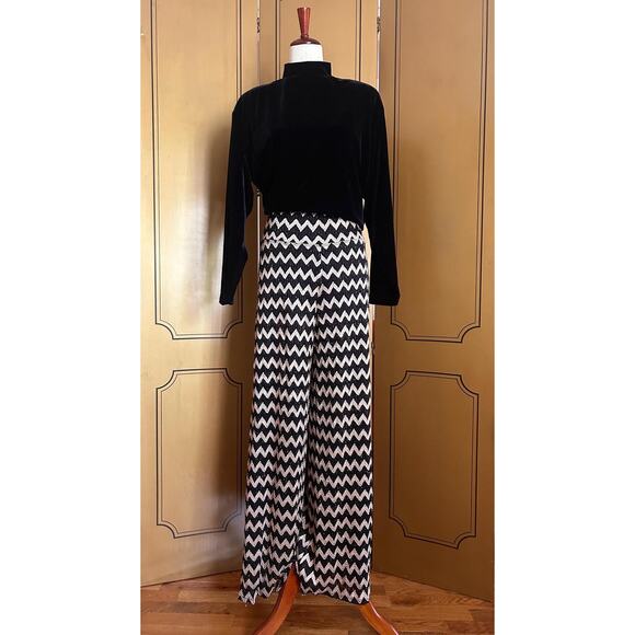 Palazzo knitted pants in beige and black, size M - Picture 2 of 5